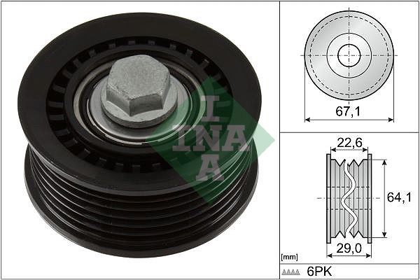 Schaeffler INA 532 1076 10 Deflection/Guide Pulley, V-ribbed belt