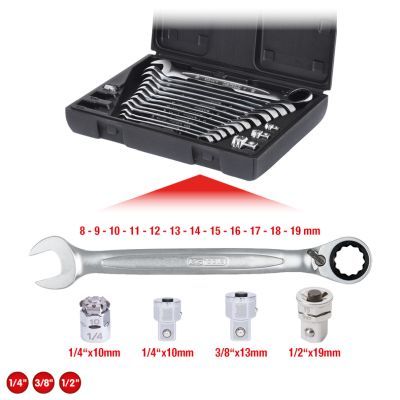 Ratchet Ring Open-ended Spanner Set KS TOOLS 503.4666