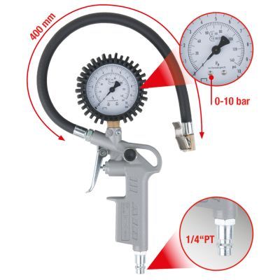 KS TOOLS 515.1960 Compressed-air Tyre Pressure Gauge/Inflator