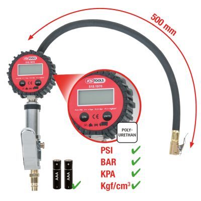 Compressed-air Tyre Pressure Gauge/Inflator KS TOOLS 515.1970