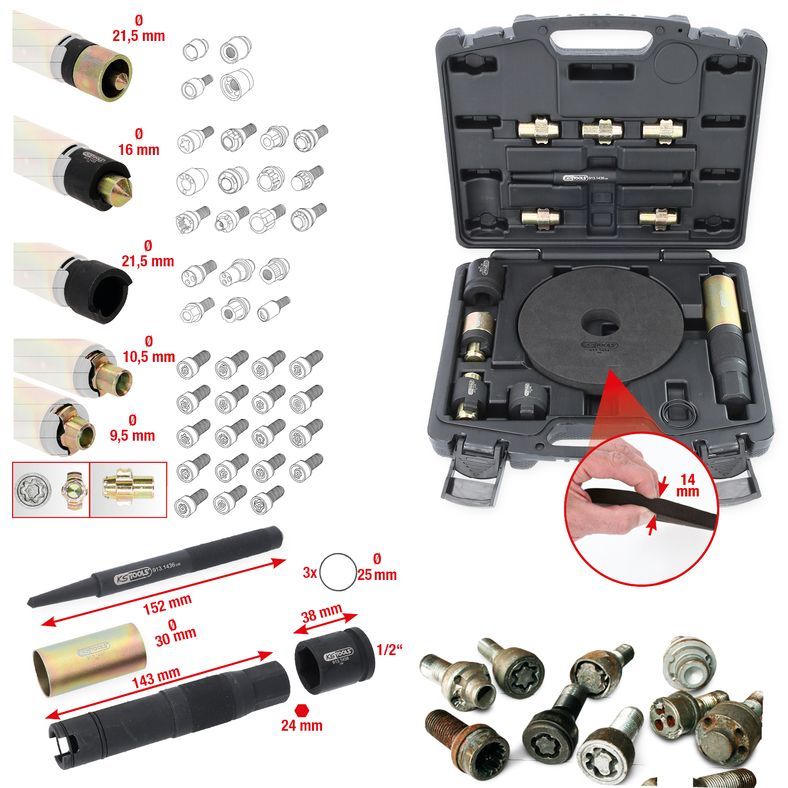KS TOOLS 913.1430 Wheel Lock Removal Kit