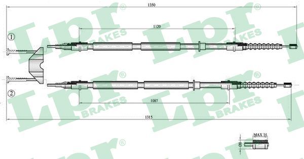 LPR C0537B Cable Pull, parking brake
