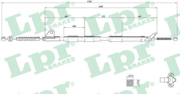 LPR C0858B Cable Pull, parking brake