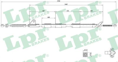 Cable Pull, parking brake LPR C0858B
