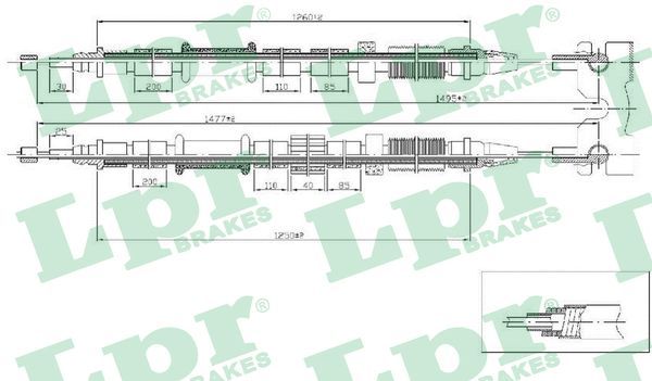LPR C1674B Cable Pull, parking brake