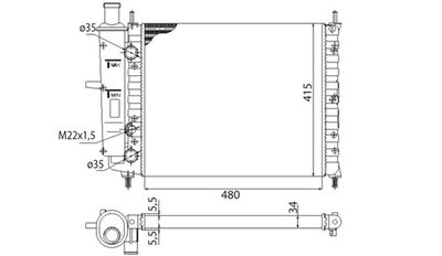 Radiator, engine cooling MAGNETI MARELLI 350213151003