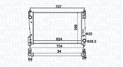 Radiator, engine cooling MAGNETI MARELLI 350213151200