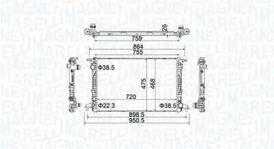 Radiator, engine cooling MAGNETI MARELLI 350213154900
