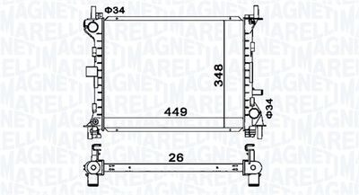 Radiator, engine cooling MAGNETI MARELLI 350213160300