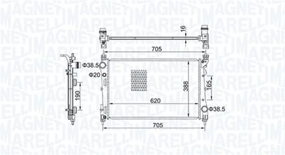 Radiator, engine cooling MAGNETI MARELLI 350213163100