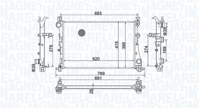 Radiator, engine cooling MAGNETI MARELLI 350213170100