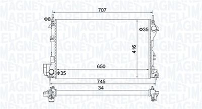 Radiator, engine cooling MAGNETI MARELLI 350213195700