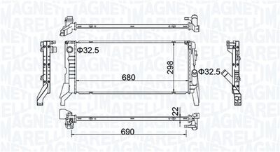 Radiator, engine cooling MAGNETI MARELLI 350213202700