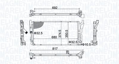 Radiator, engine cooling MAGNETI MARELLI 350213202800