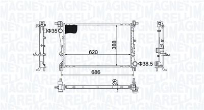 Radiator, engine cooling MAGNETI MARELLI 350213203800