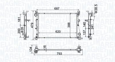 Radiator, engine cooling MAGNETI MARELLI 350213203900