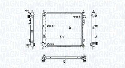 Radiator, engine cooling MAGNETI MARELLI 350213205500