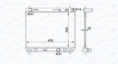 Radiator, engine cooling MAGNETI MARELLI 350213208200