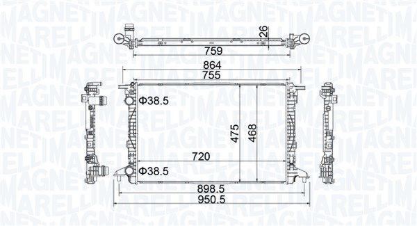 MAGNETI MARELLI 350213208900 Radiator, engine cooling