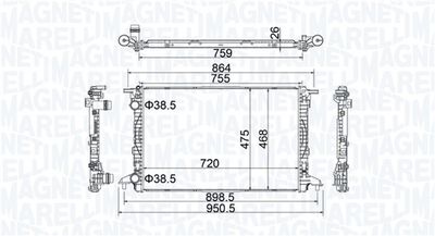 Radiator, engine cooling MAGNETI MARELLI 350213208900