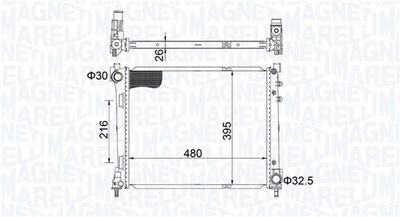 Radiator, engine cooling MAGNETI MARELLI 350213209200