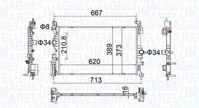 Radiator, engine cooling MAGNETI MARELLI 350213209300