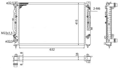 Radiator, engine cooling MAGNETI MARELLI 350213739003