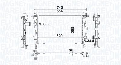 Radiator, engine cooling MAGNETI MARELLI 350214400000