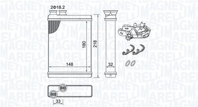 Heat Exchanger, interior heating MAGNETI MARELLI 350218515000