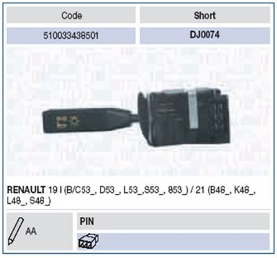 Steering Column Switch MAGNETI MARELLI 510033438501