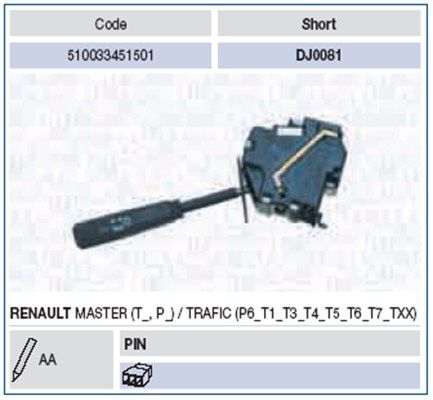 MAGNETI MARELLI 510033451501 Steering Column Switch