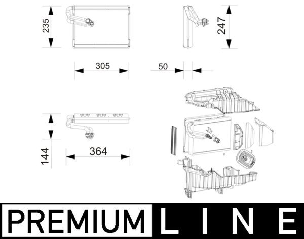 MAHLE AE 271 000P Evaporator, air conditioning