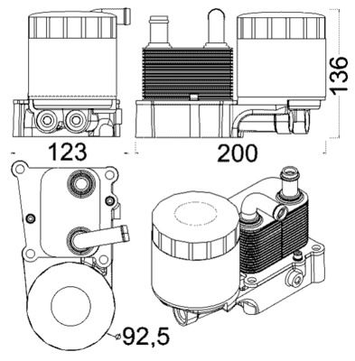 Oil Cooler, engine oil MAHLE CLC 191 000S