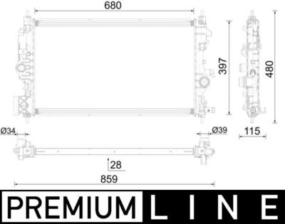 Radiator, engine cooling MAHLE CR 1697 000P