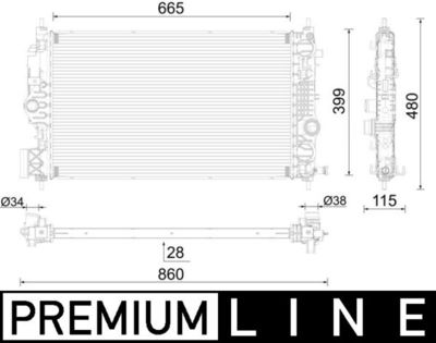 Radiator, engine cooling MAHLE CR 2592 000P