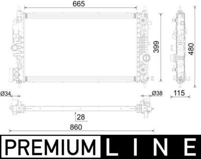 Radiator, engine cooling MAHLE CR 2593 000P