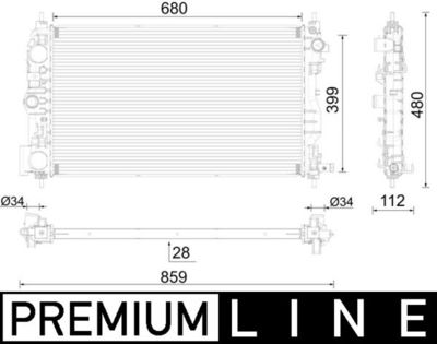 Radiator, engine cooling MAHLE CR 2594 000P