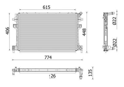 Radiator, engine cooling MAHLE CR 959 001P