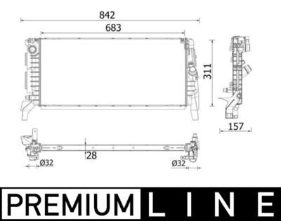 Radiator, engine cooling MAHLE CR 2201 000P