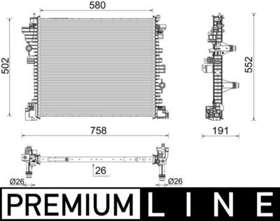 Radiator, engine cooling MAHLE CR 2598 000P