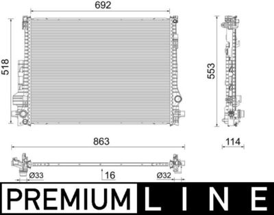 Radiator, engine cooling MAHLE CR 2605 000P