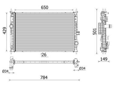 Radiator, engine cooling MAHLE CR 2710 000P