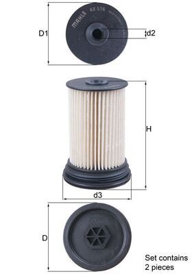MAHLE KX 516/S Fuel Filter