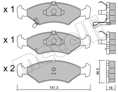 Brake Pad Set, disc brake METELLI 22-0127-0