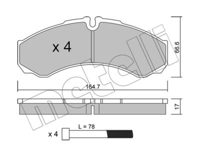 Brake Pad Set, disc brake METELLI 22-0212-3