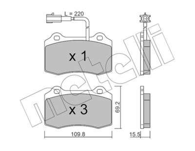 Brake Pad Set, disc brake METELLI 22-0251-7