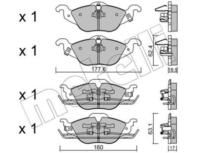 Brake Pad Set, disc brake METELLI 22-0257-0
