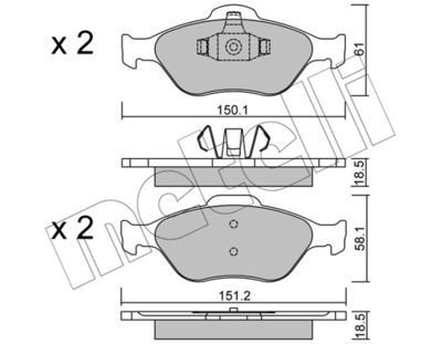 Brake Pad Set, disc brake METELLI 22-0316-0