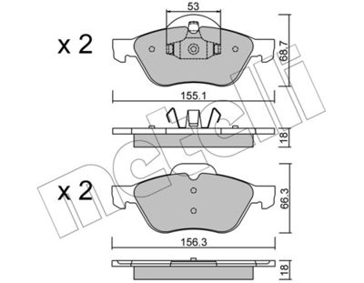 Brake Pad Set, disc brake METELLI 22-0335-0