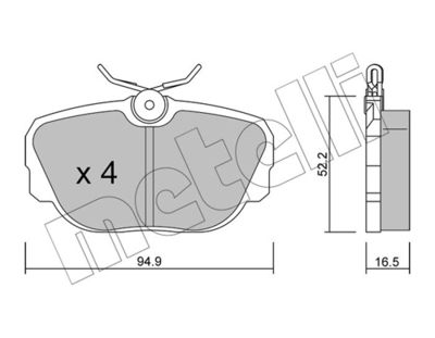 Brake Pad Set, disc brake METELLI 22-0351-0